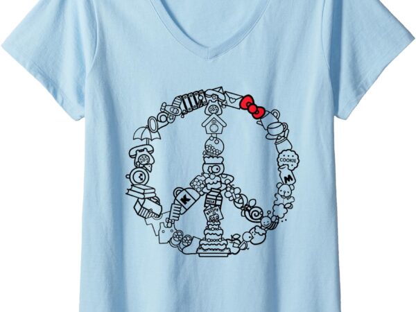 Hello kitty peace sign v-neck t-shirt