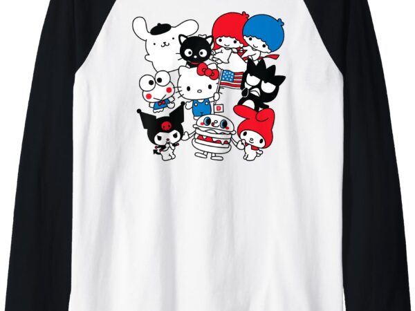 Hello kitty and friends hello sanrio usa americana raglan baseball tee graphic t shirt