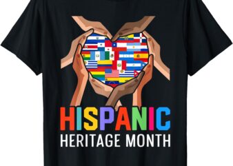 Hispanic Heritage Month All Countries Heart Hands T-Shirt