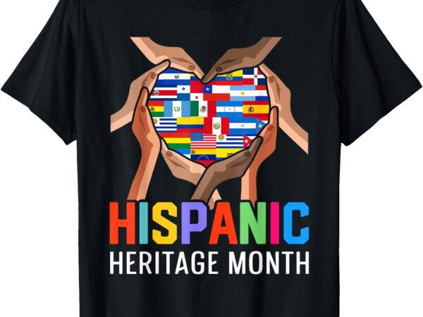 Hispanic heritage month all countries heart hands t-shirt