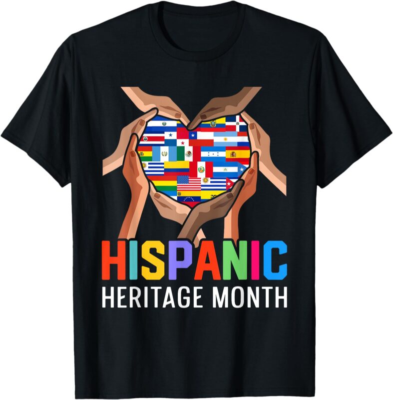 Hispanic Heritage Month All Countries Heart Hands T-Shirt