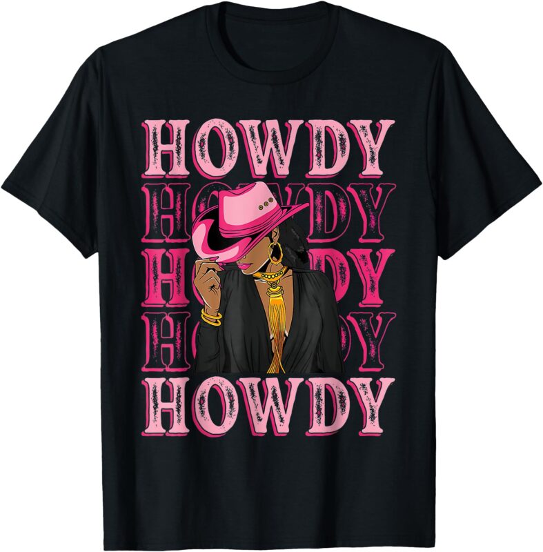 Howdy Retro Western Black Cowgirl African American Women T-Shirt