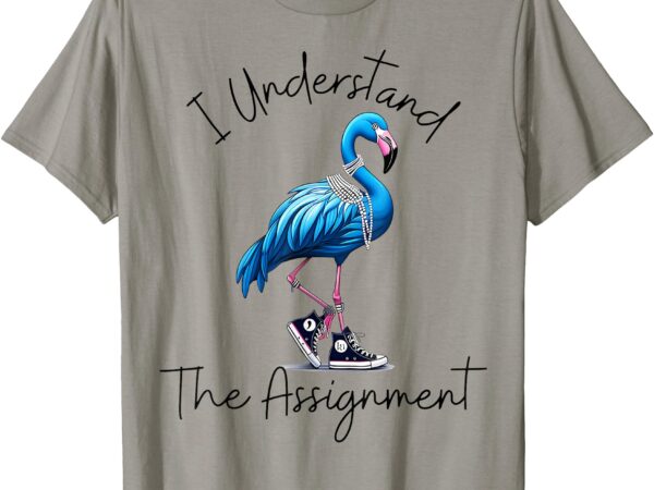 I understand the assignment flamingo chucks comma la t-shirt