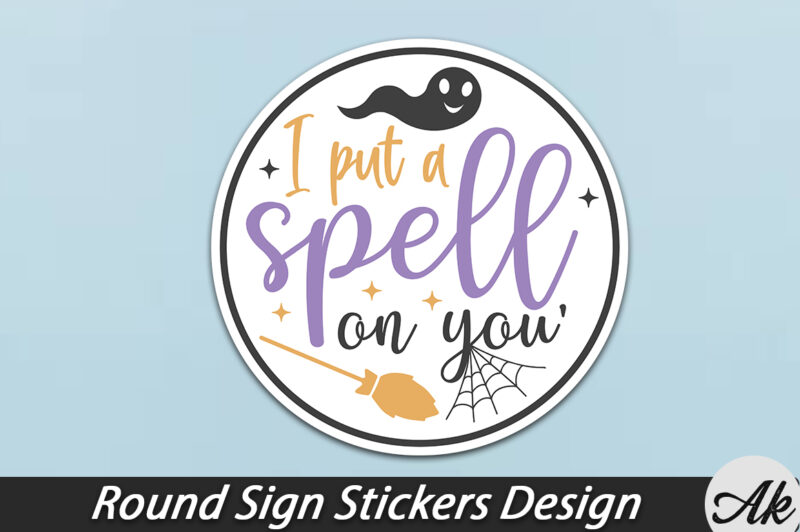 Halloween Round Sign Stickers Bundle