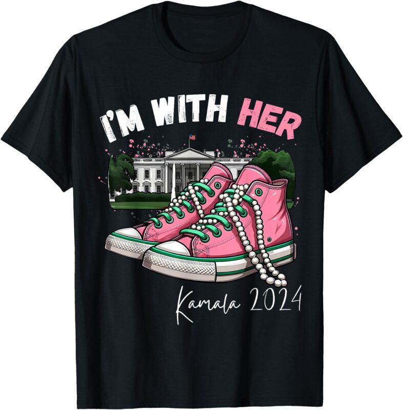 I’m With Her Kamala Pink Sneakers & Pearls Harris 2024 T-Shirt