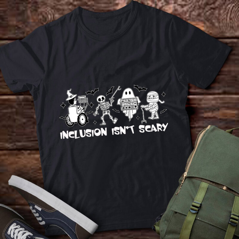 Inclusion Isn’t Scary Teacher Skeleton Ghost Cute Halloween T-Shirt ltsp