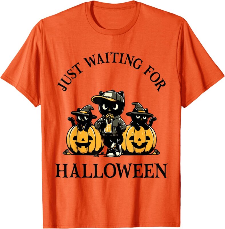 Just Waiting for Halloween Cat T-Shirt