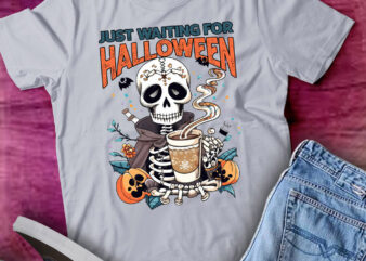 Just Waiting for Halloween Funny Skeleton Spooky Season lts-d vector clipart