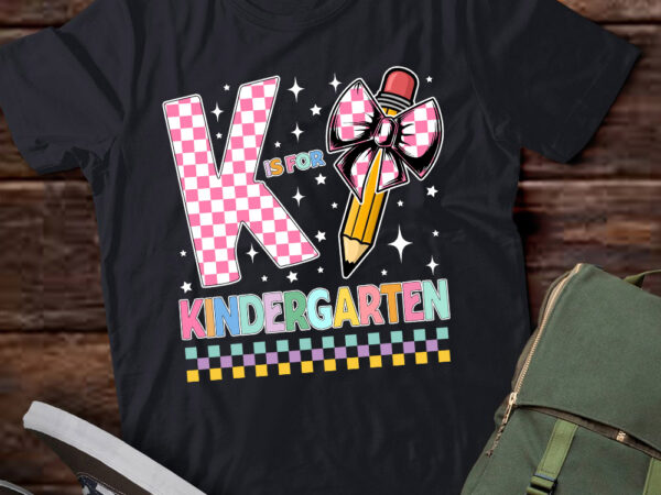 K is for kindergarten teacher coquette bow back to school lts-d t shirt vector art