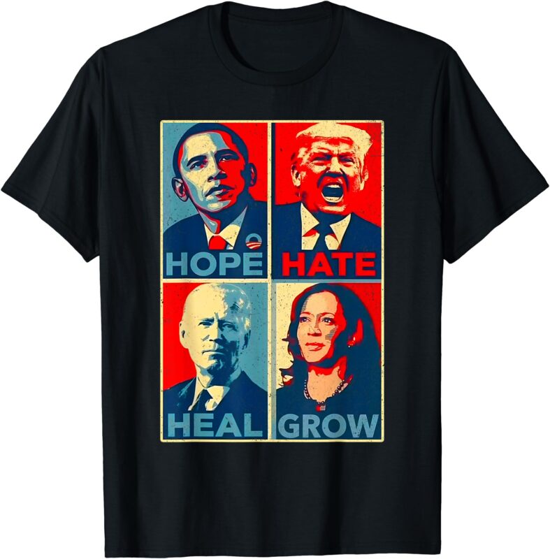 Kamala-Harris 2024 President Campaign Hope Hate Heal Grow T-Shirt