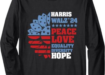 Kamala Harris Tim Walz 2024 Peace LGBT Harris Walz Waltz Long Sleeve T-Shirt