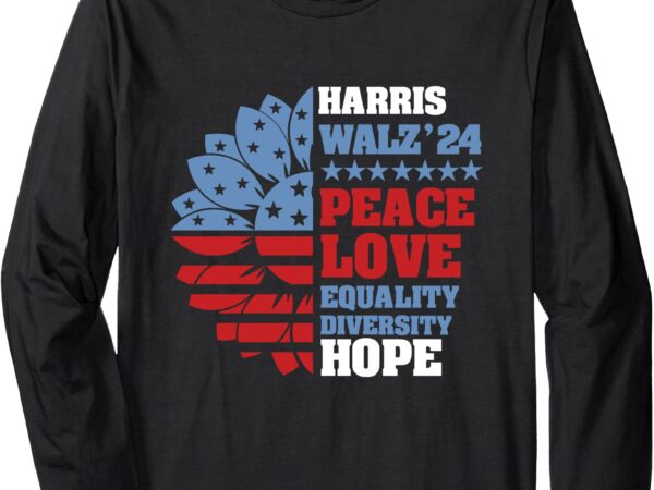 Kamala harris tim walz 2024 peace lgbt harris walz waltz long sleeve t-shirt