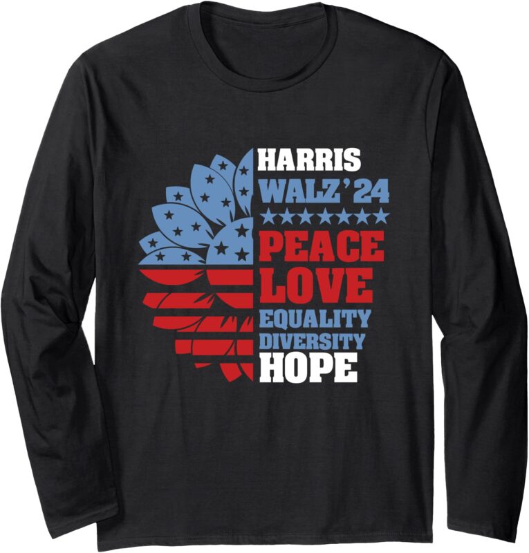 Kamala Harris Tim Walz 2024 Peace LGBT Harris Walz Waltz Long Sleeve T-Shirt