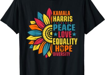 Kamala Harris Waltz Peace Love E Hope Diversity T-Shirt