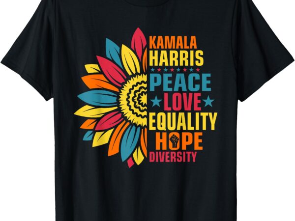 Kamala harris waltz peace love e hope diversity t-shirt