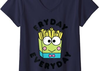 Keroppi French Fries Fryday Friday Everyday V-Neck T-Shirt