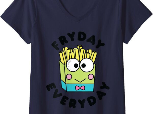 Keroppi french fries fryday friday everyday v-neck t-shirt