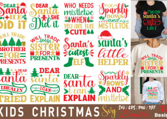 Kids Christmas T-shirt Bundle Kids Christmas SVG Bundle