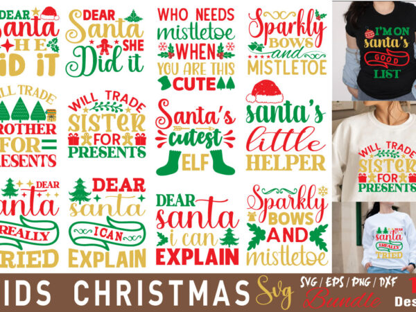 Kids christmas t-shirt bundle kids christmas svg bundle