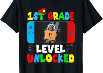 Kids Game Gaming 1st Grade Level Unlocked First Day Boys T-Shirt