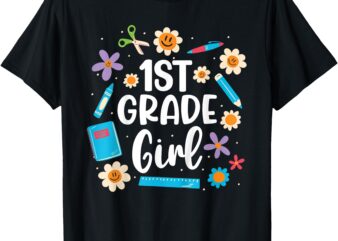 Kids Girls 1st Grade Girl Back To School T-Shirt