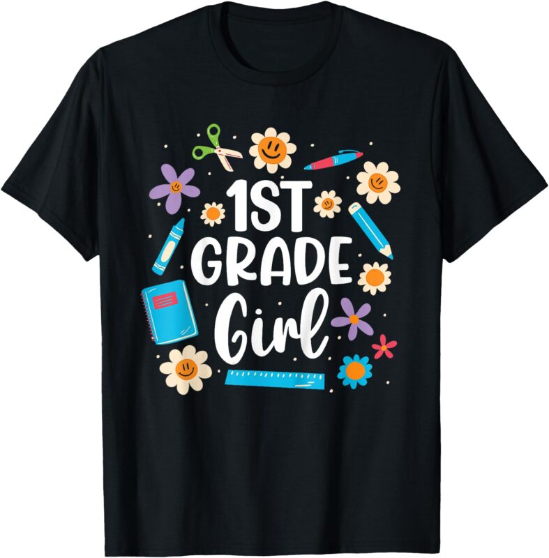 Kids Girls 1st Grade Girl Back To School T-Shirt