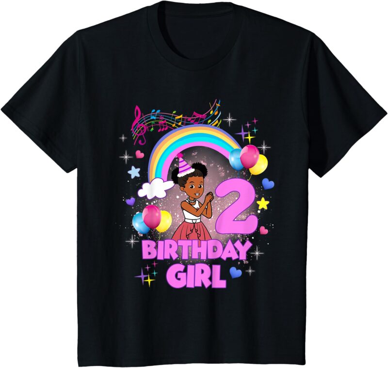 Kids Two Year Old Birthday Girl Cute 2nd Birthday Corner T-Shirt