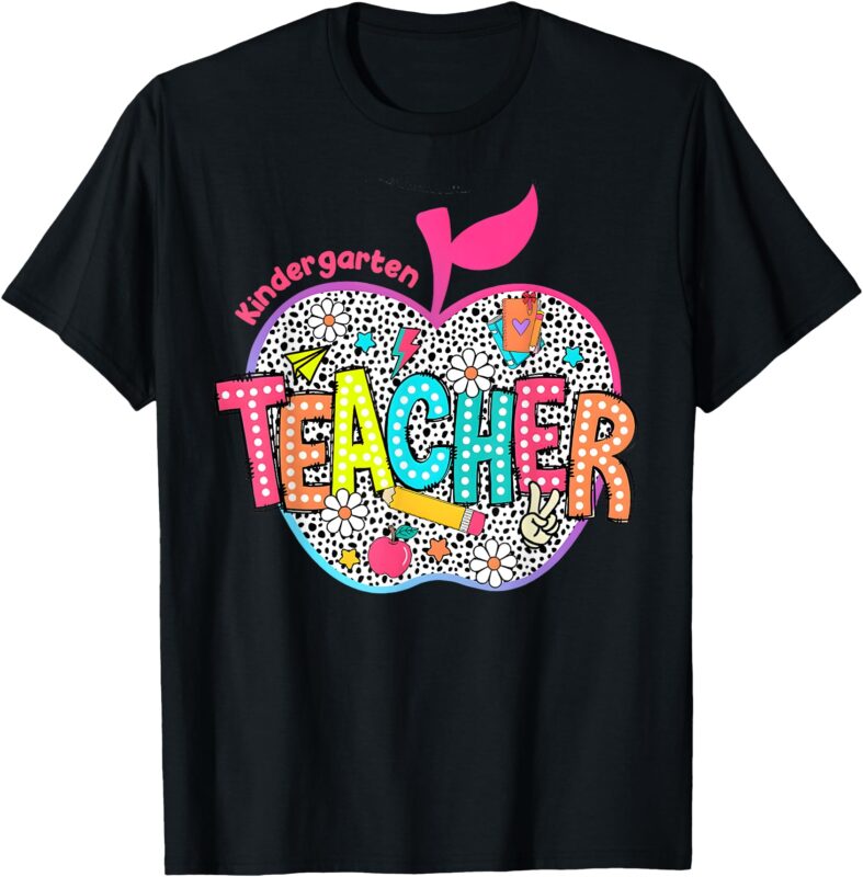 Kindergarten Teacher Retro Groovy Style Back To School T-Shirt