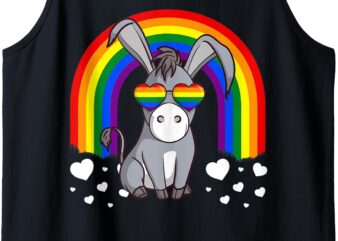 LGBT Donkey Gay Pride Rainbow Cute Gift LGBTQ Tank Top t shirt vector graphic