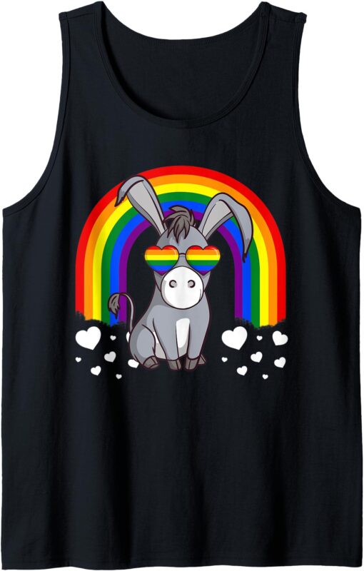 LGBT Donkey Gay Pride Rainbow Cute Gift LGBTQ Tank Top