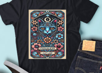 LT257 Childless Cat Lady Tarot Card Flower Cat Lover t shirt vector graphic