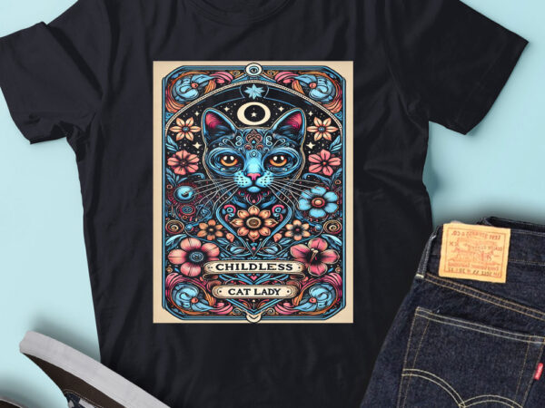 Lt257 childless cat lady tarot card flower cat lover t shirt vector graphic