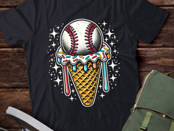 Lt276 baseball lover drip ice cream cone with sprinkles t shirt vector graphic