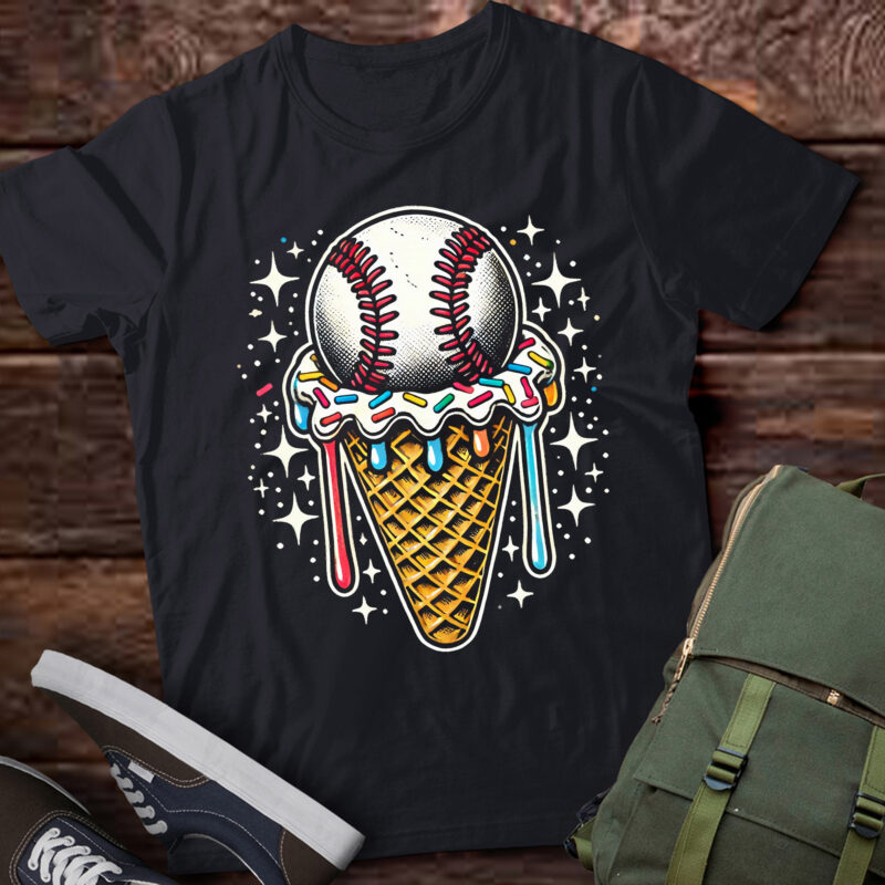 LT276 Baseball Lover Drip Ice Cream Cone with Sprinkles