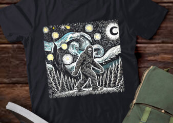 LT281 Starry Night Sasquatch Sky Painting Art t shirt vector graphic