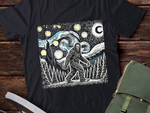 Lt281 starry night sasquatch sky painting art t shirt vector graphic