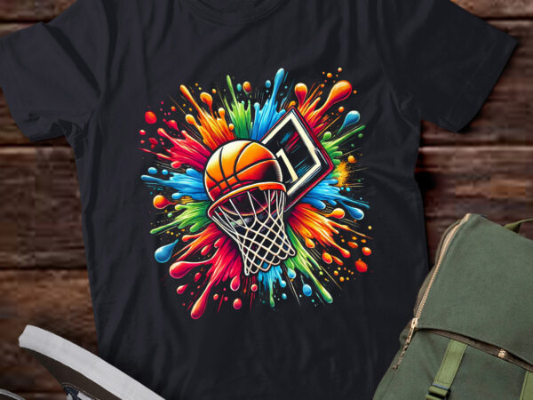 Lt284 colorful basketball color splash hoop net slam dunk t shirt vector graphic