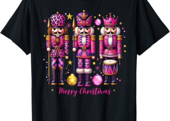 Leopard Nutcracker Pink Christmas 2024 Xmas Pajamas Matching T-Shirt