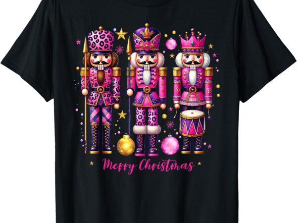 Leopard nutcracker pink christmas 2024 xmas pajamas matching t-shirt