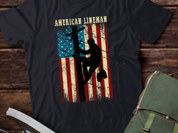 Lineman american flag powerline technician cable gift lts-d t shirt vector graphic