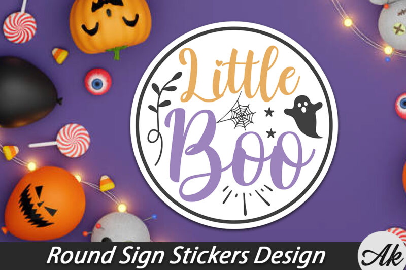 Halloween Round Sign Stickers Bundle