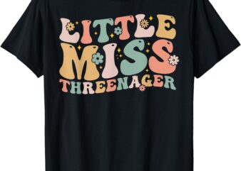 Little Miss Threenager Tees 3rd Birthday 3 Year Old Girl T-Shirt