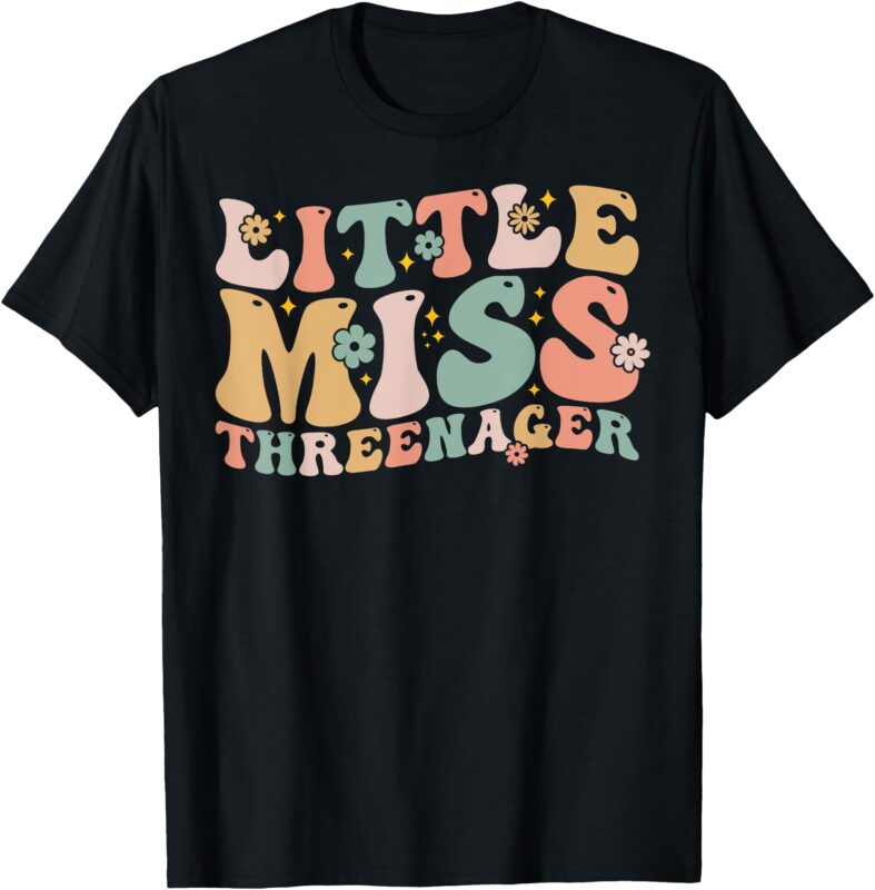 Little Miss Threenager Tees 3rd Birthday 3 Year Old Girl T-Shirt