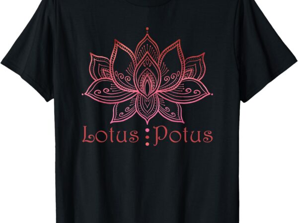 Lotus potus in red and shades of pink t-shirt