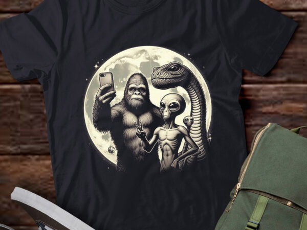 M355 funny sasquatch alien loch nis full moon selfie t shirt designs for sale