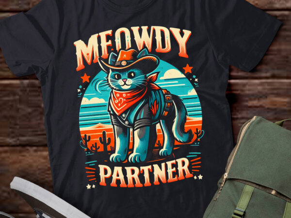 M358 vintage meowdy partner funny cowboy cat t shirt designs for sale