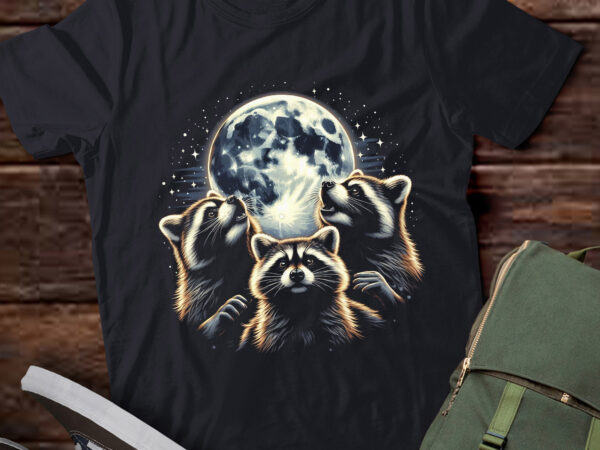 M364 three racoons howling at the moon raccoon funny t shirt designs for sale