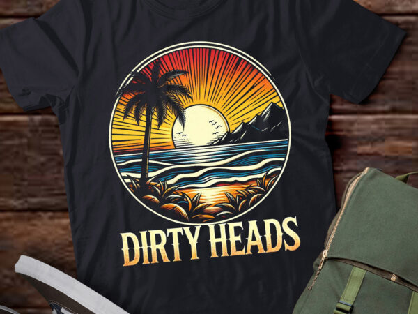 M376 dirty heads retro beach vintage sunset t shirt designs for sale