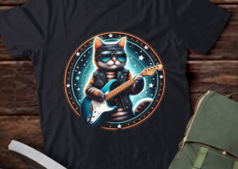 M383 Funny Rock Cat Retro Music Heavy Metal Electric Guitar t shirt designs for sale