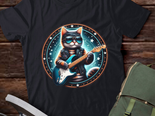 M383 funny rock cat retro music heavy metal electric guitar t shirt designs for sale